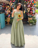 Halter Neck Shirred Bust Empire Waist Maxi Dress