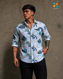 Retro Abstract Swirl Print Long-Sleeve Shirt