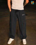 Wide-Leg Fleece Cargo Sweatpants