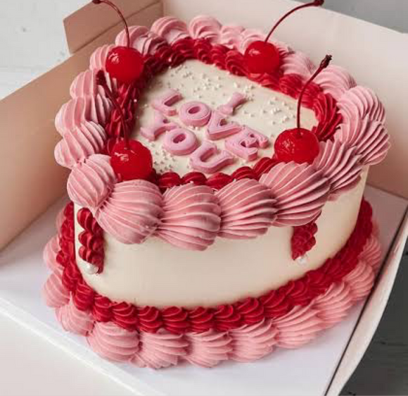 Valentine Heart Ribbon cake