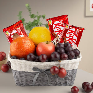 Fruit basket with Kit kat chocolates