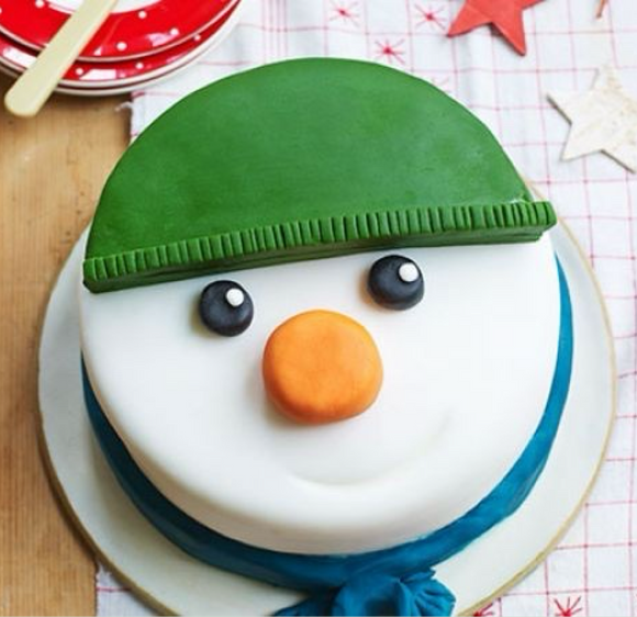 Christmas Snow man fondant cake