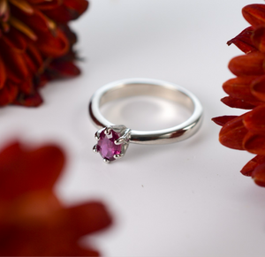 “Kayla” Ruby Solitaire ring in 925 sterling silver