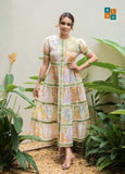 Pastel Tiered Floral Midi Dress