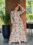 Taupe Floral Print Lace-Trim Button-Down Shirt Dress