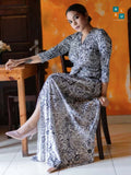 Monochrome Paisley Twist-Front Wrap Maxi Dress
