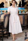 Striped Belted Shirt Dress