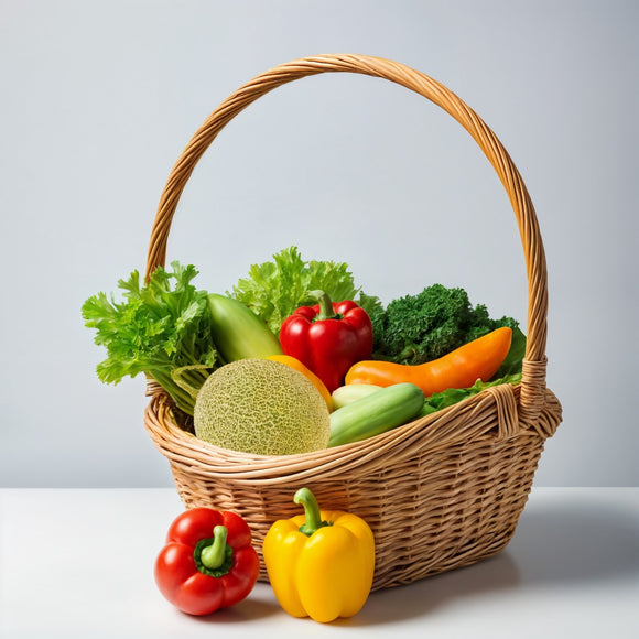 Fresh Vegetables with Cane Basket