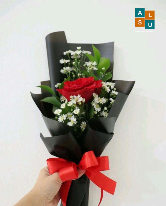 Single Red Rose Petite Bouquet