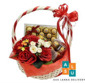 Ferrero Rocher Basket with Free Fresh Flowers bunch
