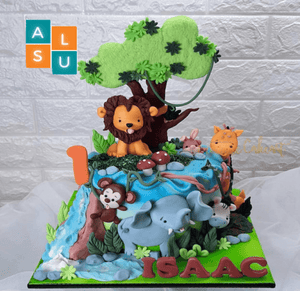 Kids Birthday cake with Animals - Aus Lanka Delivery