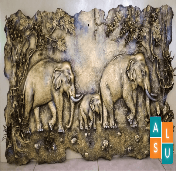 Cement Carving - Elephant Herd - Aus Lanka Delivery
