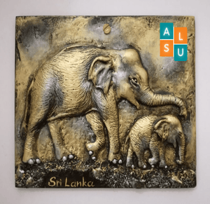 Cement Carving - Elephant with a baby - Aus Lanka Delivery