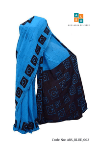 BATHIK SAREE BLUE/BLACK - Aus Lanka Delivery